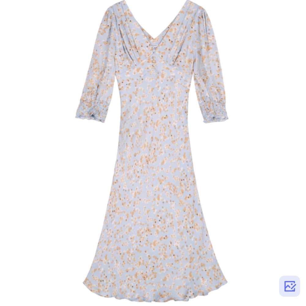 Petite Studio Blue and Brown Floral Long Sleeve Dress